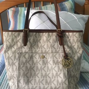 White and Brown Michael Kors Bag